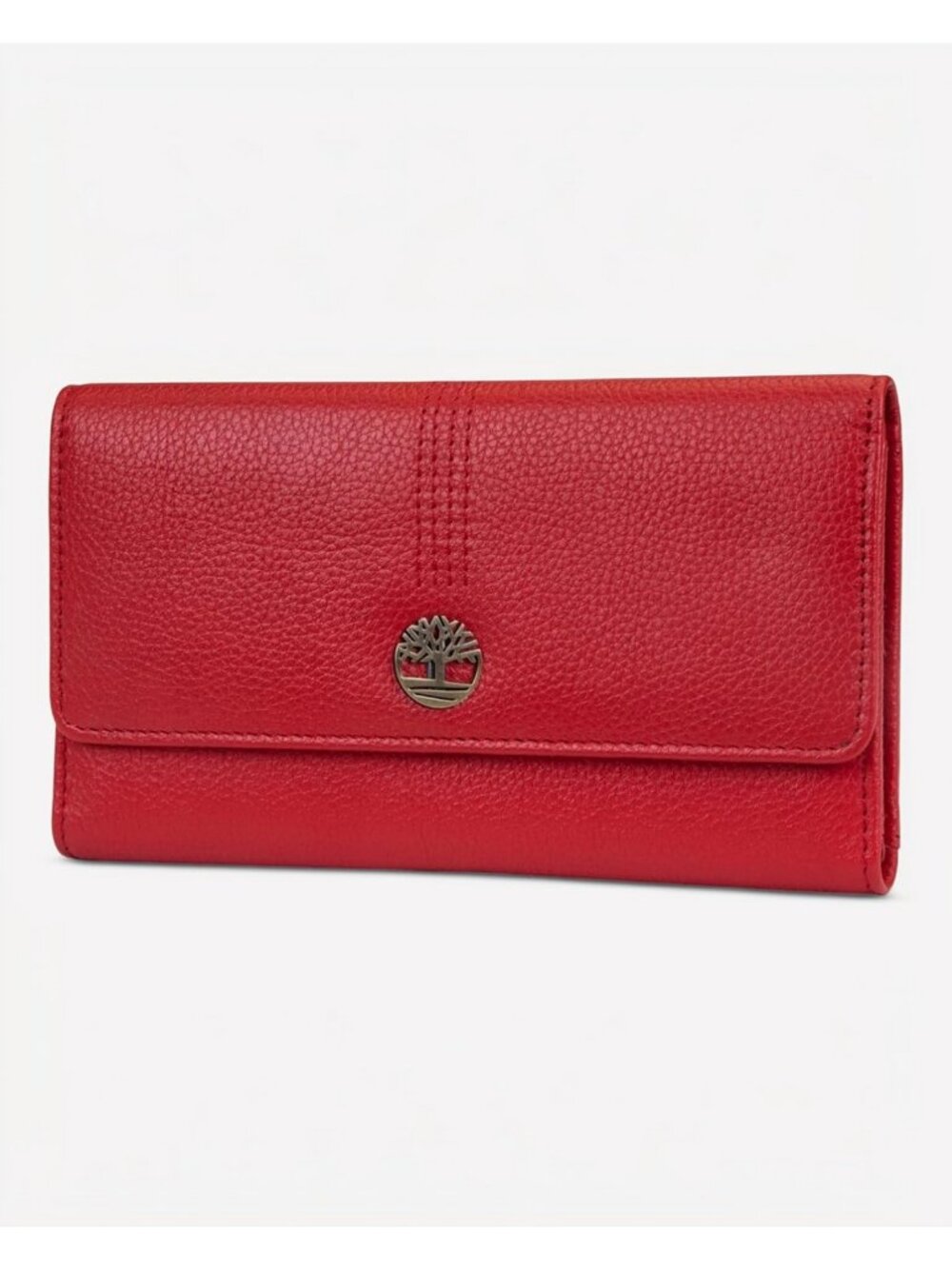 Stylish Leather RFID Flap Wallet Clutch Organizer - Cherry Pebble Design
